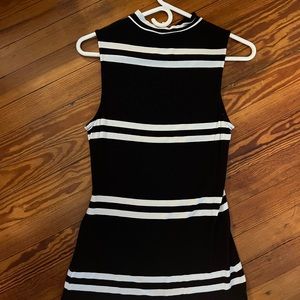 Striped turtleneck sleeveless top
